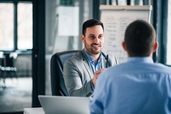 Employee and Manager meeting. One on one